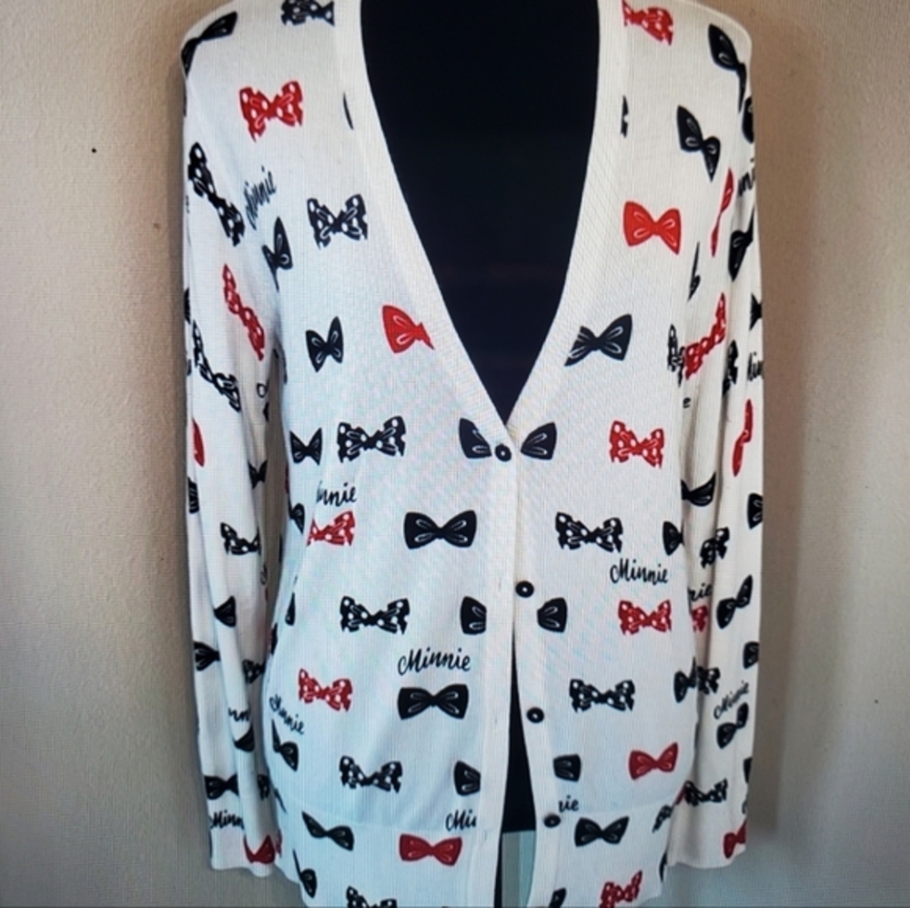 COPY - Disney Parks Minnie Mouse Bow Print Button Up Cardigan Sweater